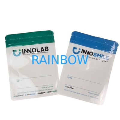 Bolsa de cremallera blanca personalizable para dientes Dentarios alineadores transparentes Embalaje de un lado transparente con sellado térmico y alineamiento del logotipo