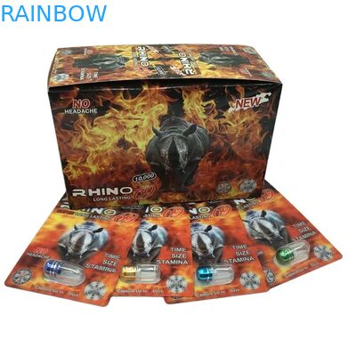 Venta al por mayor de personalizado rinoceronte 100k 150k 200k cápsula de mejora de las píldoras medicina 3d cartón de embalaje con caja de pantalla de papel