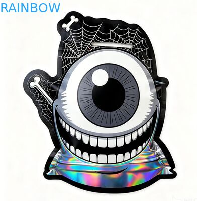 Bolsas Mylar de corte a medida con cremallera a prueba de niños y diseño holográfico para envases de bocadillos