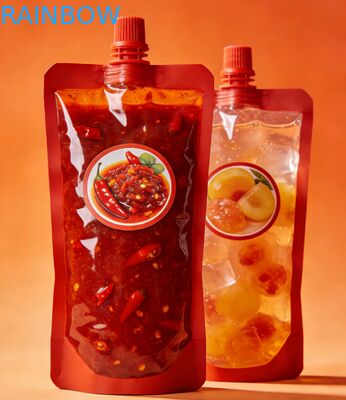 Bolsa con boquilla a prueba de fugas, 150ml, 200ml, 300ml, Doypack, salsa de Chile de calidad alimentaria, jugo de gelatina, bolsa para alimentos para bebés, bolsa con boquilla de pie
