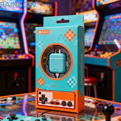 Caja de papel personalizable de 350g de grosor con acabado de estampado en caliente para embalaje de cables USB