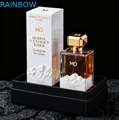 Caja de embalaje cosmético biodegradable de impresión personalizada con estampado y relieve de oro para perfumes